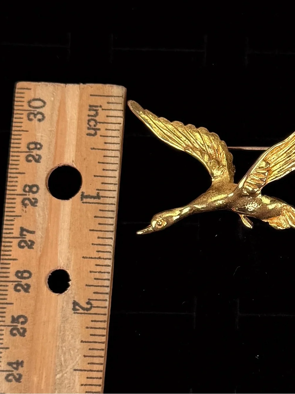 Vintage Flying Goose Bird Brooch Gold Tone Figural Wildlife Statement Pin